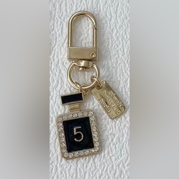 New Rhinestone Perfume Keychain/Purse Charm in Black - Picture 5 of 9
